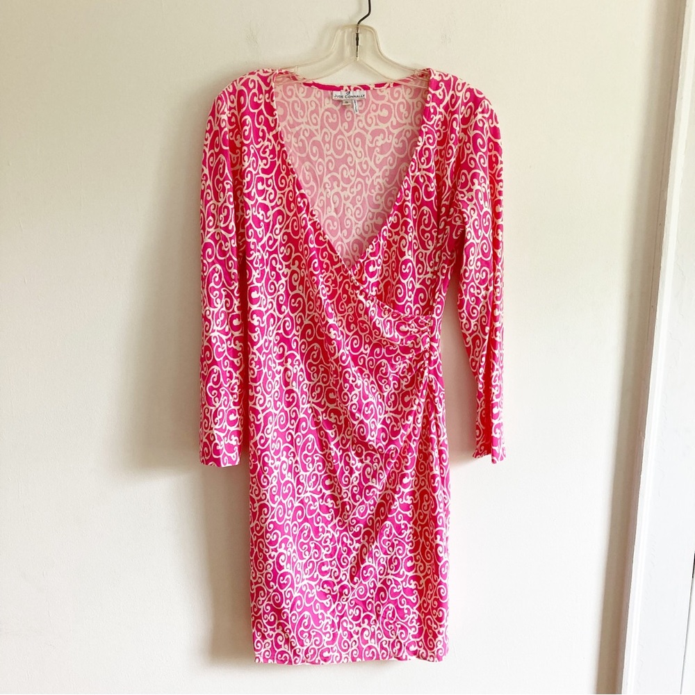 Jude Connally Diane Pink White Faux Wrap Dress - S